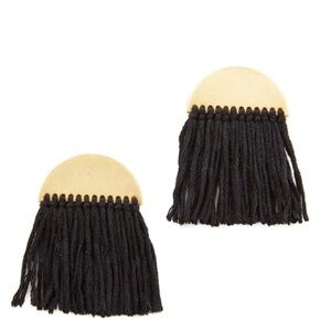 Madewell Black/Gold color half moon-shaped earrings with tassels